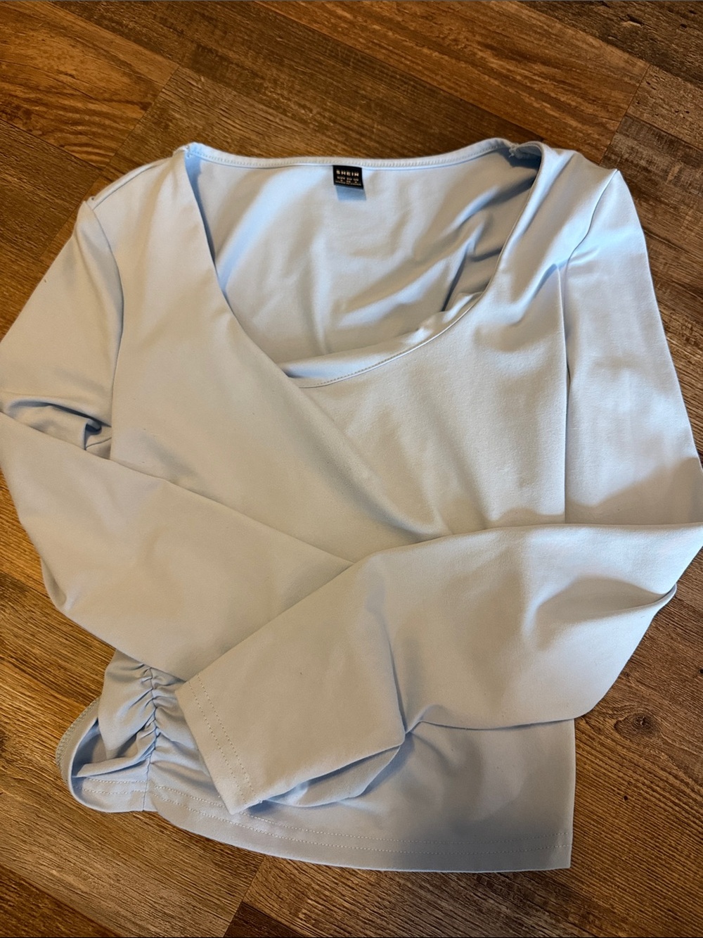 SHEIN Light Blue Long Sleeve Scoop Neck Top